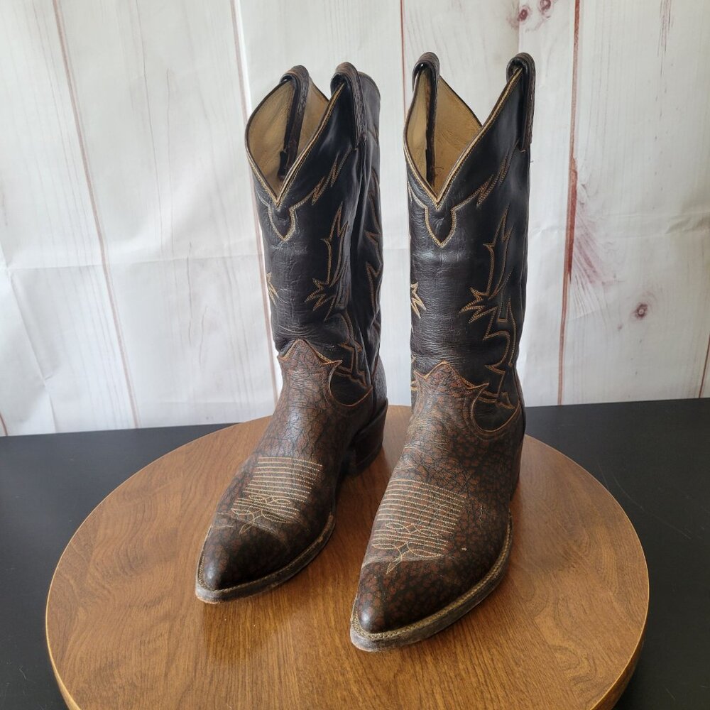 Vintage Tony Lama 6283 Brown Caribou Western Cowboy Boots. Men’s 10 R, El Paso, - Picture 3 of 12